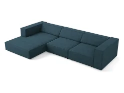 Cosmopolitan Design - Sofá de canto esquerdo "Arendal" 4 lugares em tecido chenille com efeito canelado azul marinho - 284x166x70cm