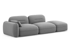 Cosmopolitan Design - Sofá modular direito "Sydney" 3 lugares em veludo cinza claro - 295x90x70cm
