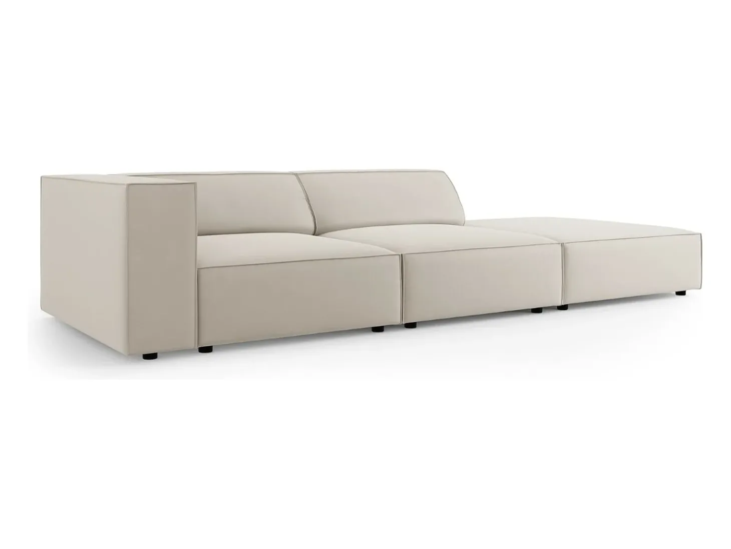 Cosmopolitan Design - Sofá direito "Arendal" 4 lugares em veludo cru - 262x102x70cm