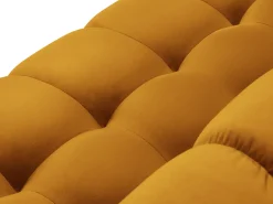 Cosmopolitan Design - Sofá de canto direito panorâmico "Bali" 7 lugares em veludo amarelo - 327x256x75cm