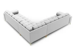 Cosmopolitan Design - Sofá de canto simétrico "Bali" 6 lugares em tecido estrutural cinza claro - 256x256x75cm