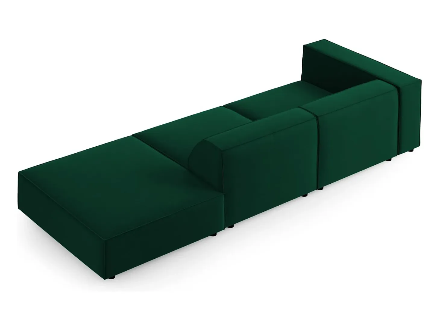 Cosmopolitan Design - Sofá direito "Arendal" 4 lugares em veludo verde garrafa - 262x102x70cm