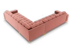 Cosmopolitan Design - Sofá de canto simétrico "Bali" 6 lugares em veludo rosa - 256x256x75cm