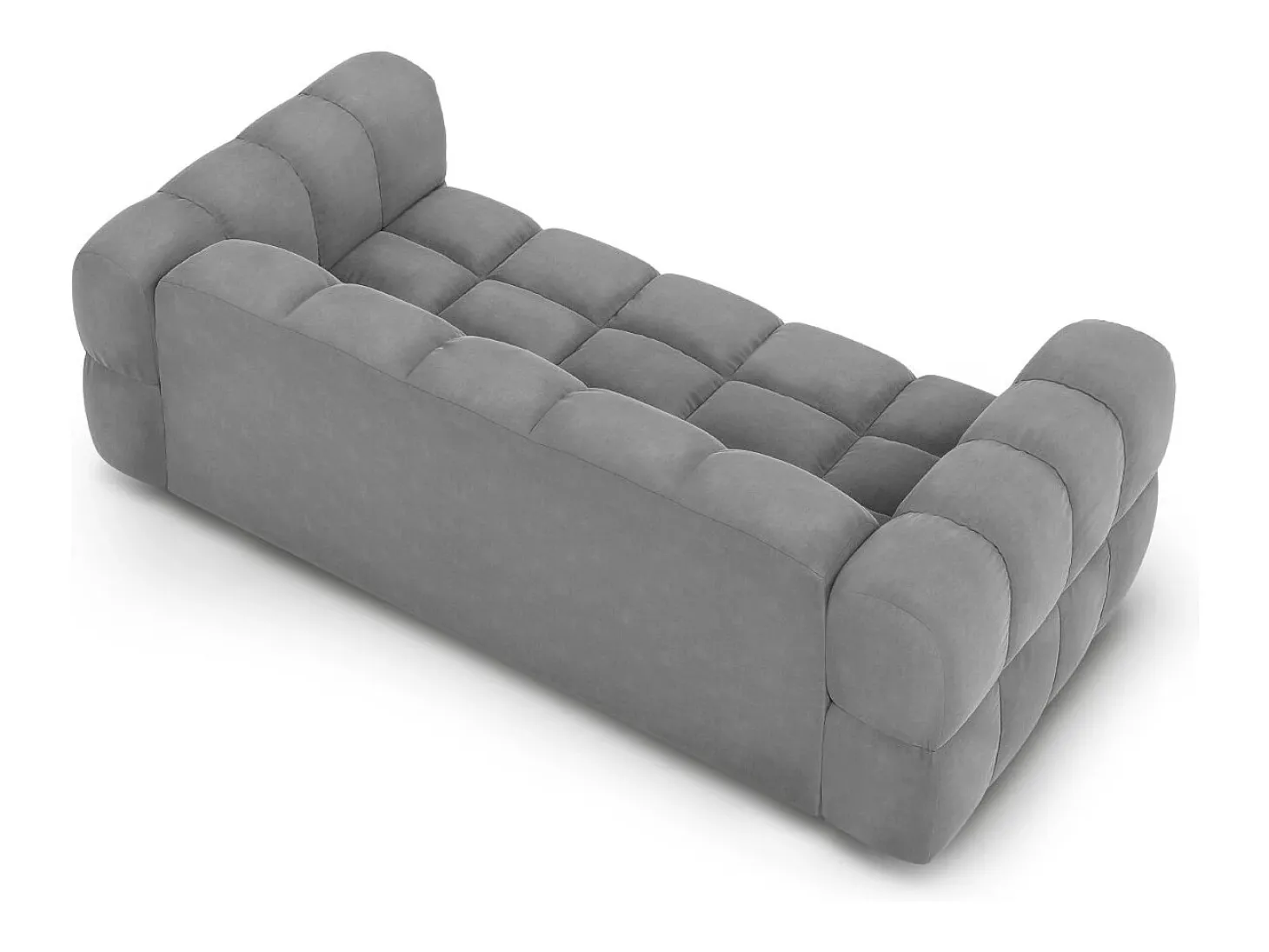 Cosmopolitan Design - Sofá "Sky" 3 lugares em veludo cinza claro - 214x102x75cm