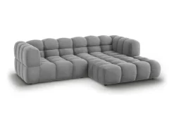 Cosmopolitan Design - Sofá modular de canto direito "Sky" 3 lugares em veludo cinza claro - 244x162x75cm