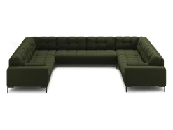 Cosmopolitan Design - Sofá panorâmico "Bali" 9 lugares em tecido estrutural verde - 327x256x75cm