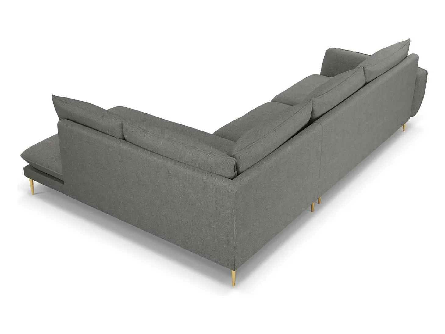 Cosmopolitan Design - Sofá de canto direito "Vienna" 6 lugares em tecido estrutural cinza escuro - 275x185x95cm