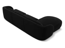Cosmopolitan Design - Sofá de canto esquerdo "Tulum" 4 lugares em veludo preto - 255x156x70cm