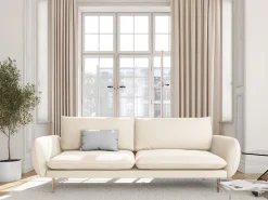 Cosmopolitan Design - Sofá "Vienna" 3 lugares em veludo bege claro - 200x92x95cm
