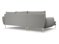 Cosmopolitan Design - Sofá de canto esquerdo "Vienna" 5 lugares em tecido bouclé cinza - 255x170x95cm