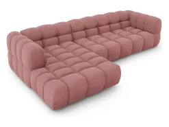 Cosmopolitan Design - Sofá modular de canto esquerdo "Sky" 4 lugares em veludo salmão - 300x162x75cm