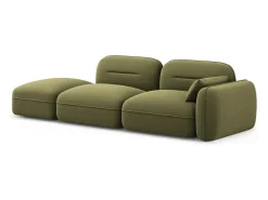 Cosmopolitan Design - Sofá modular virado para a esquerda "Sydney" 3 lugares em veludo verde claro - 295x90x70cm