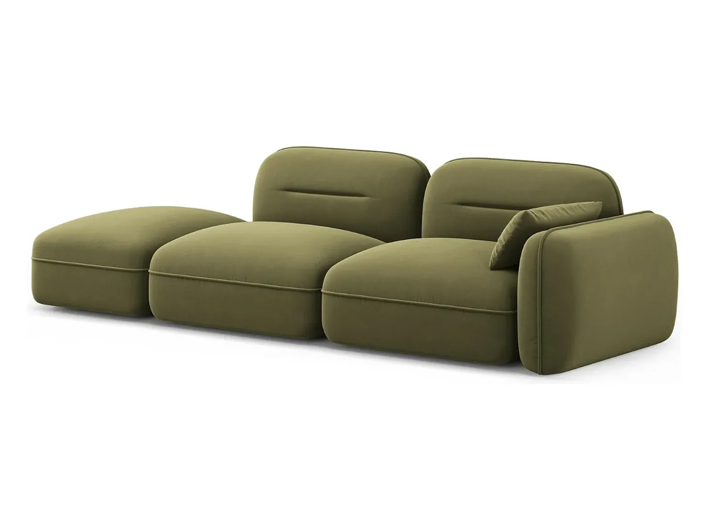 Cosmopolitan Design - Sofá modular virado para a esquerda "Sydney" 3 lugares em veludo verde claro - 295x90x70cm