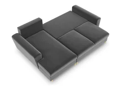 Cosmopolitan Design - Sofá convertível de canto esquerdo com caixa de arrumação "Kyoto" 4 lugares em veludo cinza claro - 241x145x88cm