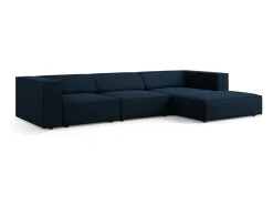 Cosmopolitan Design - Sofá de canto direito "Arendal" 4 lugares em tecido chenille com efeito canelado azul real - 284x166x70cm