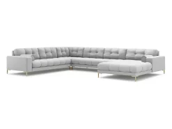 Cosmopolitan Design - Sofá de canto panorâmico à esquerda "Bali" 7 lugares em tecido estrutural cinza claro - 327x256x75cm