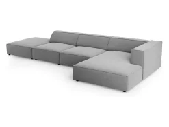 Cosmopolitan Design - Sofá de canto direito "Arendal" 5 lugares em veludo cinza claro - 341x166x70cm