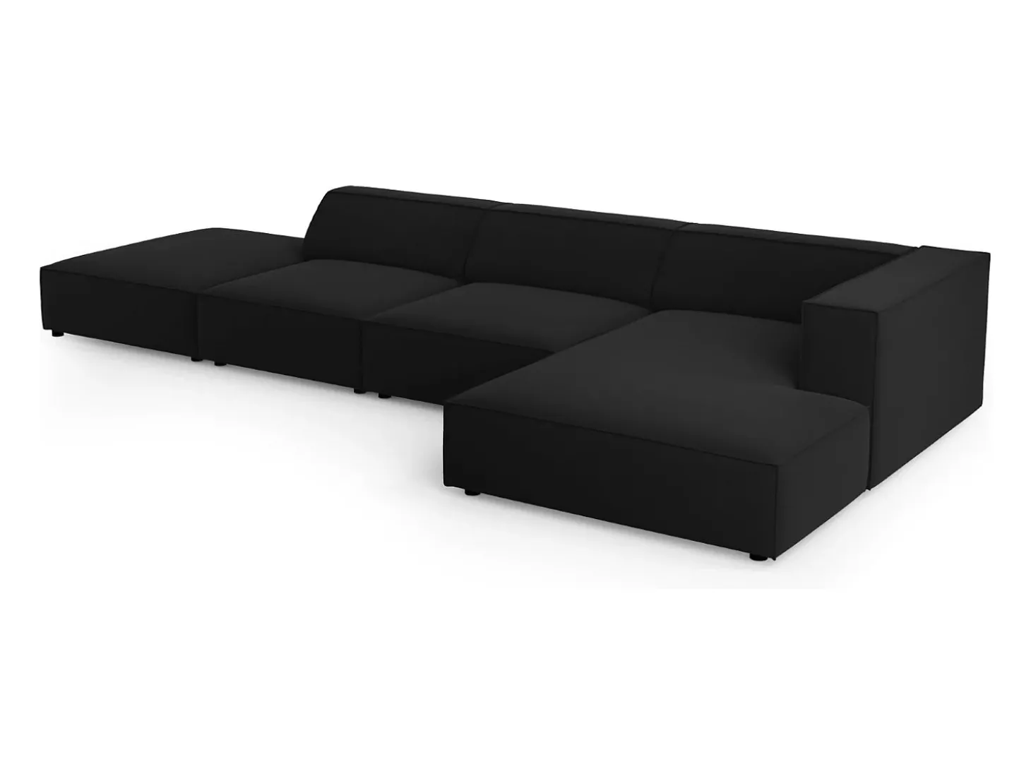 Cosmopolitan Design - Sofá de canto direito "Arendal" 5 lugares em veludo preto - 341x166x70cm