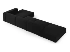 Cosmopolitan Design - Sofá de canto direito "Arendal" 5 lugares em veludo preto - 341x166x70cm
