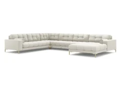 Cosmopolitan Design - Sofá de canto panorâmico à esquerda "Bali" 7 lugares em tecido estrutural bege claro - 327x256x75cm
