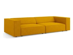 Cosmopolitan Design - Sofá "Arendal" 4 lugares em tecido chenille com efeito canelado mostarda - 244x102x70cm