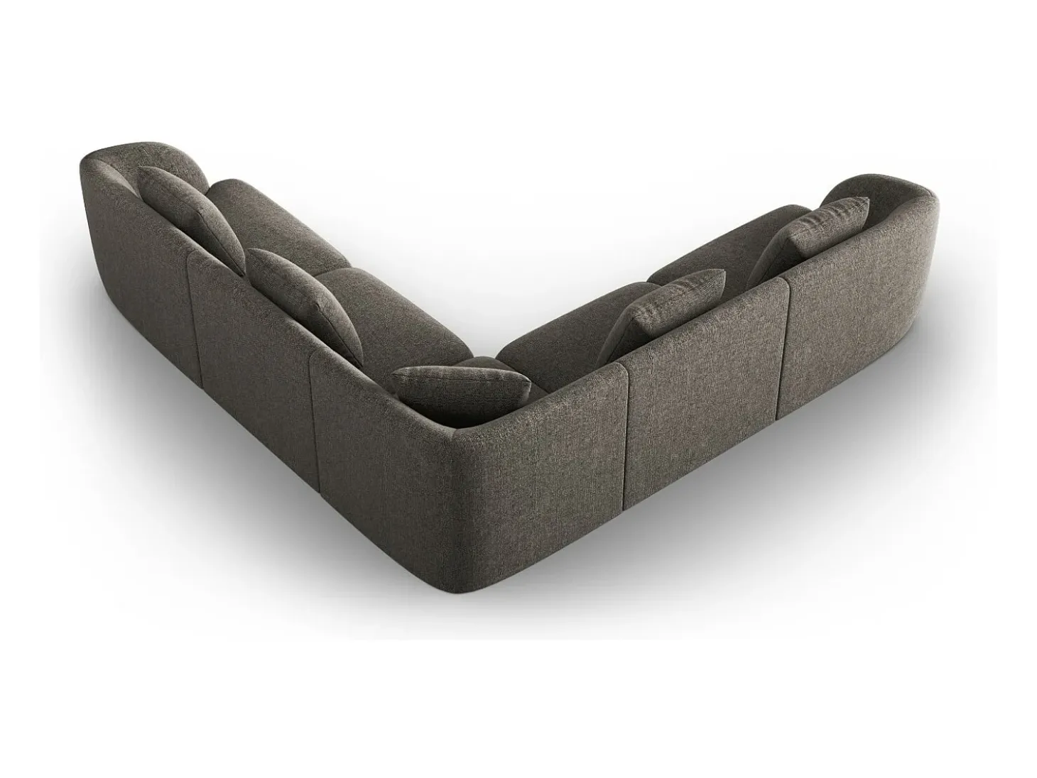 Cosmopolitan Design - Sofá de canto simétrico "Tulum" 5 lugares em tecido chenille cinza - 255x255x70cm