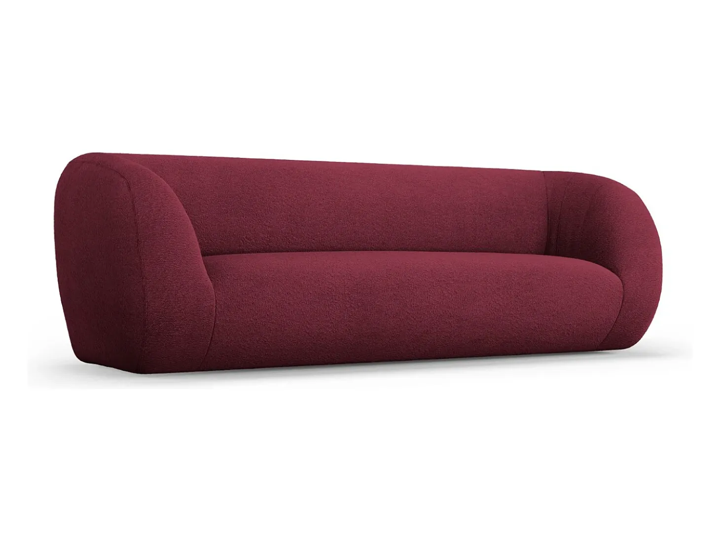 Cosmopolitan Design - Sofá "Essen" 3 lugares em tecido bouclé bordeaux - 230x95x86cm