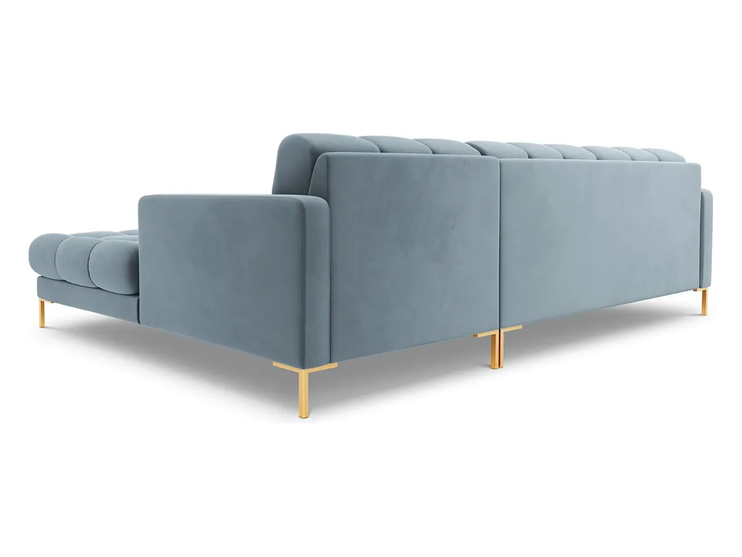 Cosmopolitan Design - Sofá de canto direito "Bali" 5 lugares em veludo azul claro - 293x185x75cm