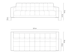 Cosmopolitan Design - Sofá "Bali" 4 lugares em tecido estrutural cinza claro - 217x92x75cm