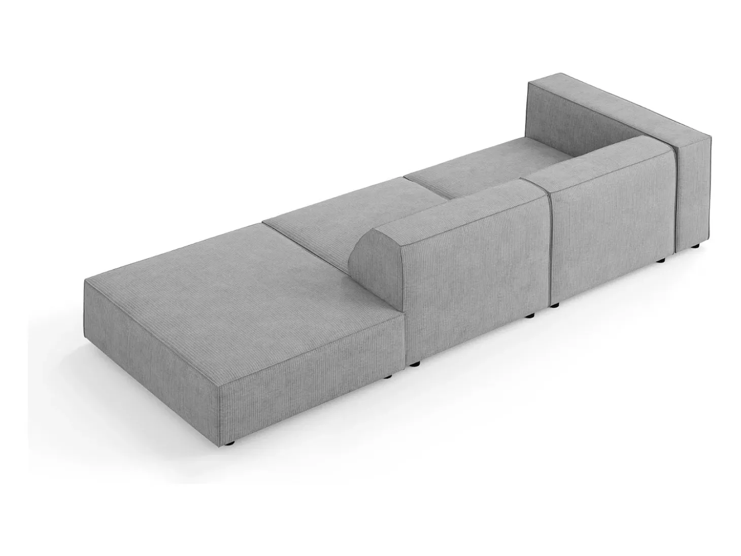 Cosmopolitan Design - Sofá direito "Arendal" 4 lugares em tecido chenille com efeito canelado cinza escuro - 262x102x70cm