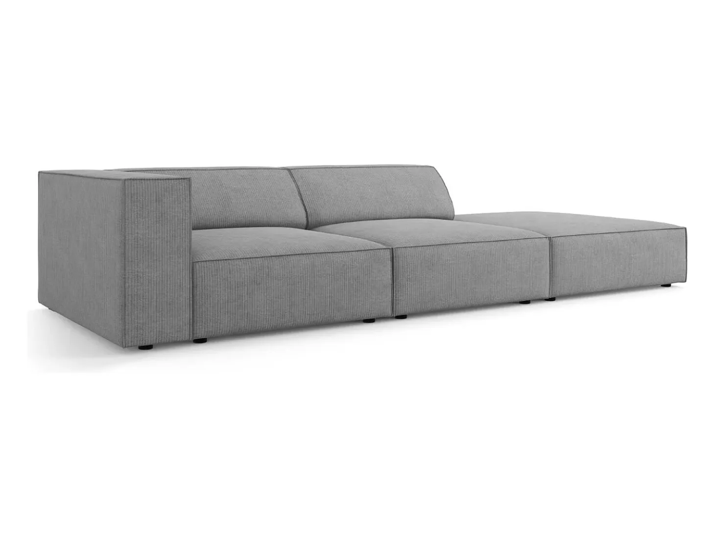 Cosmopolitan Design - Sofá direito "Arendal" 4 lugares em tecido chenille com efeito canelado cinza escuro - 262x102x70cm