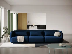 Cosmopolitan Design - Sofá "Tulum" 3 lugares em veludo azul real - 255x90x70cm
