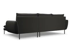 Cosmopolitan Design - Sofá de canto direito "Vienna" 5 lugares em tecido bouclé preto - 255x170x95cm