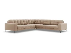 Cosmopolitan Design - Sofá de canto simétrico "Bali" 6 lugares em veludo bege - 256x256x75cm