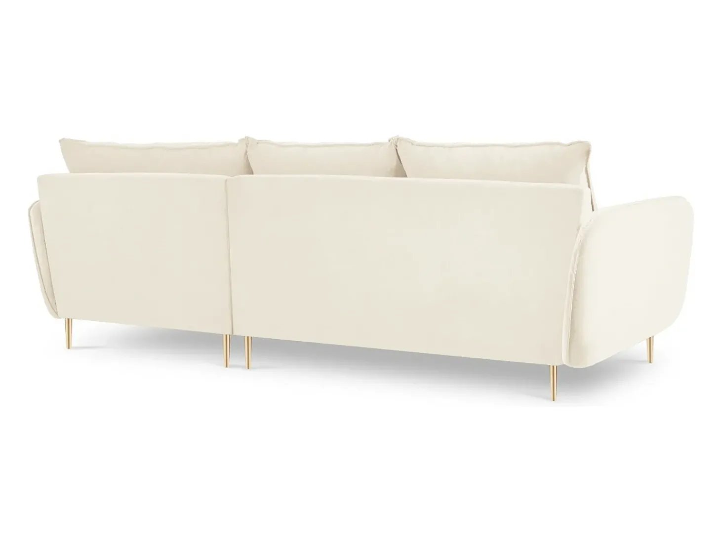 Cosmopolitan Design - Sofá de canto direito "Vienna" 5 lugares em veludo bege claro - 255x170x95cm