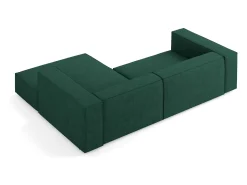 Cosmopolitan Design - Sofá de canto direito "Arendal" 3 lugares em tecido chenille com efeito canelado verde garrafa - 224x166x70cm