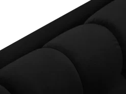 Cosmopolitan Design - Sofá panorâmico "Bali" 7 lugares em veludo preto - 383x185x75cm