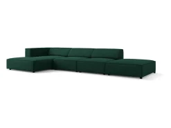 Cosmopolitan Design - Sofá de canto esquerdo "Arendal" 5 lugares em tecido chenille com efeito canelado verde garrafa - 341x166x70cm