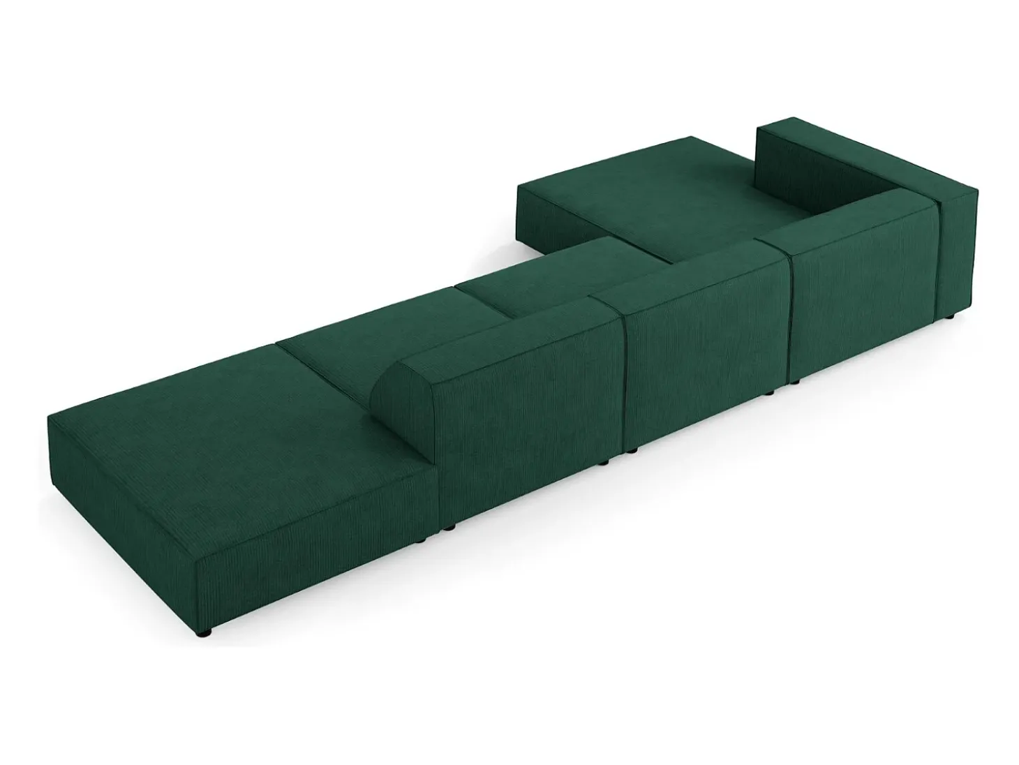 Cosmopolitan Design - Sofá de canto esquerdo "Arendal" 5 lugares em tecido chenille com efeito canelado verde garrafa - 341x166x70cm