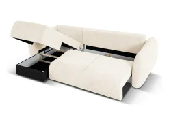 Cosmopolitan Design - Sofá convertível de canto esquerdo com caixa de arrumação "Matera" 4 lugares em tecido chenille bege claro - 253x173x86cm