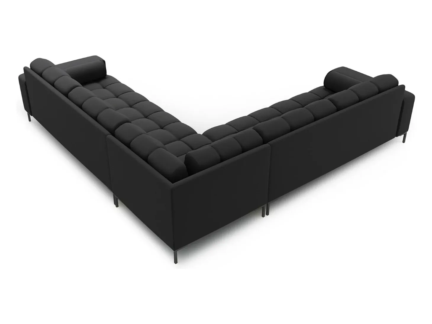 Cosmopolitan Design - Sofá de canto simétrico "Bali" 6 lugares em tecido estrutural cinza escuro - 256x256x75cm