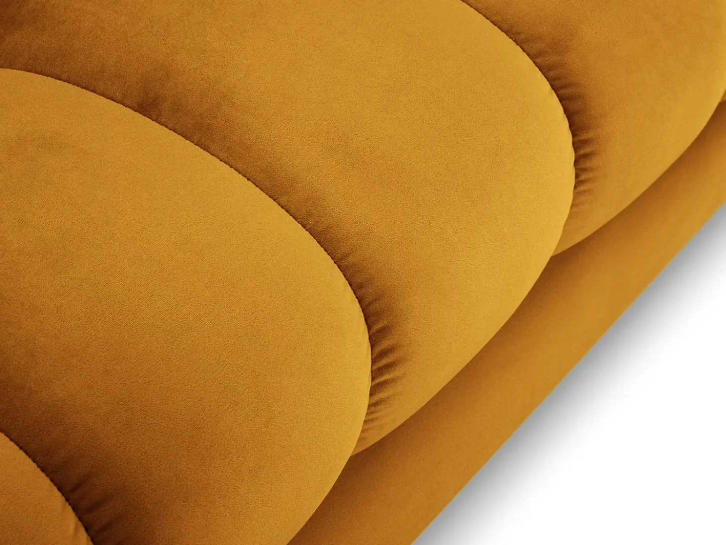Cosmopolitan Design - Sofá panorâmico "Bali" 7 lugares em veludo amarelo - 383x185x75cm