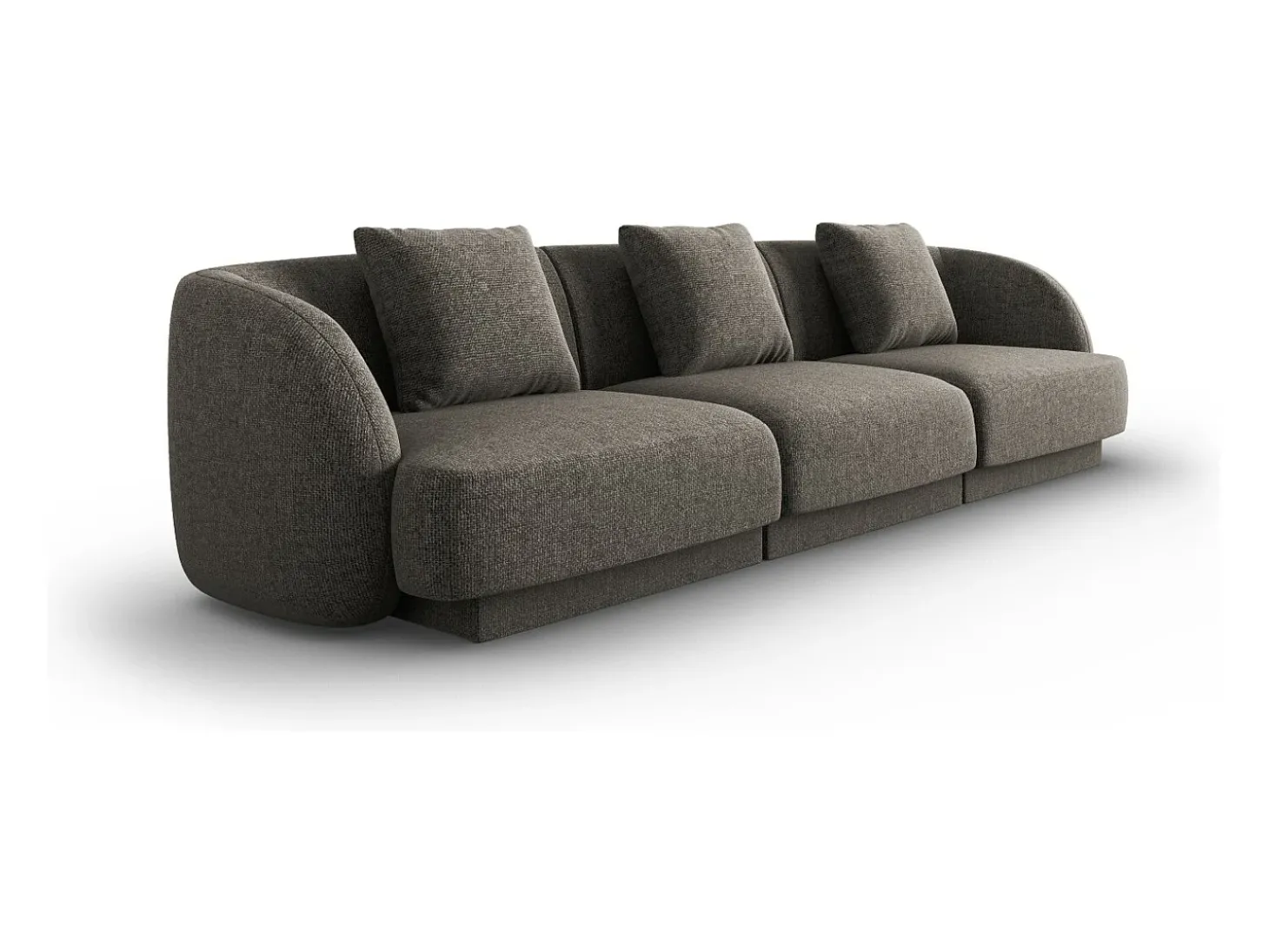 Cosmopolitan Design - Sofá "Tulum" 3 lugares em tecido chenille cinza - 255x90x70cm