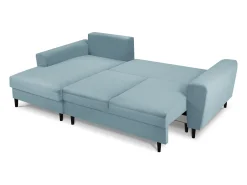 Cosmopolitan Design - Sofá convertível de canto esquerdo com caixa de arrumação "Kyoto" 4 lugares em veludo cotelê azul claro - 241x145x88cm