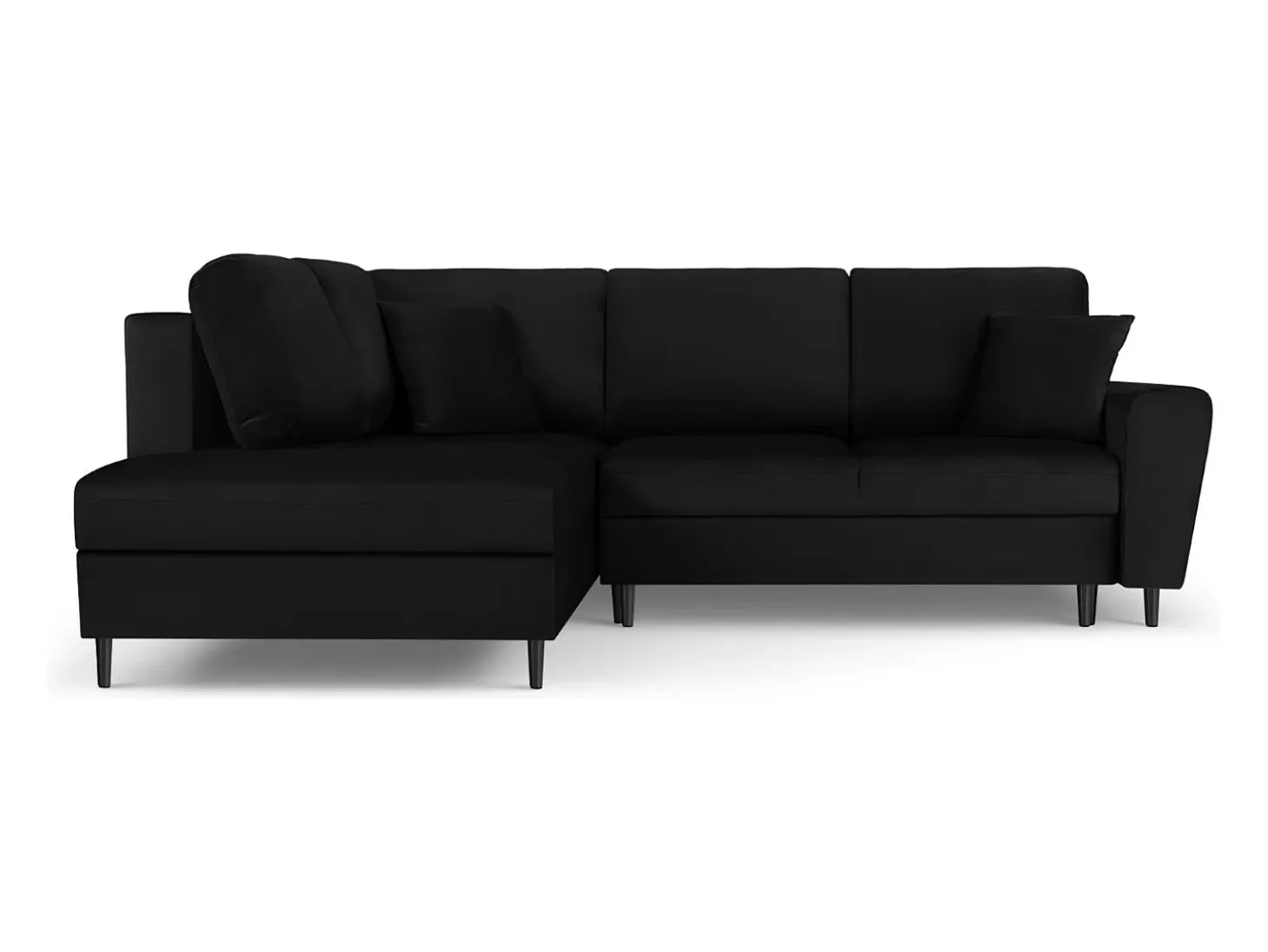 Cosmopolitan Design - Sofá convertível de canto esquerdo com caixa de arrumação "Kyoto" 5 lugares em veludo preto - 243x194x88cm