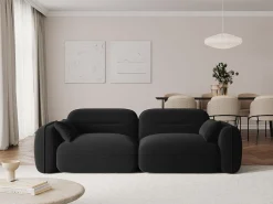 Cosmopolitan Design - Sofá modular "Sydney" 3 lugares em veludo preto - 230x90x70cm