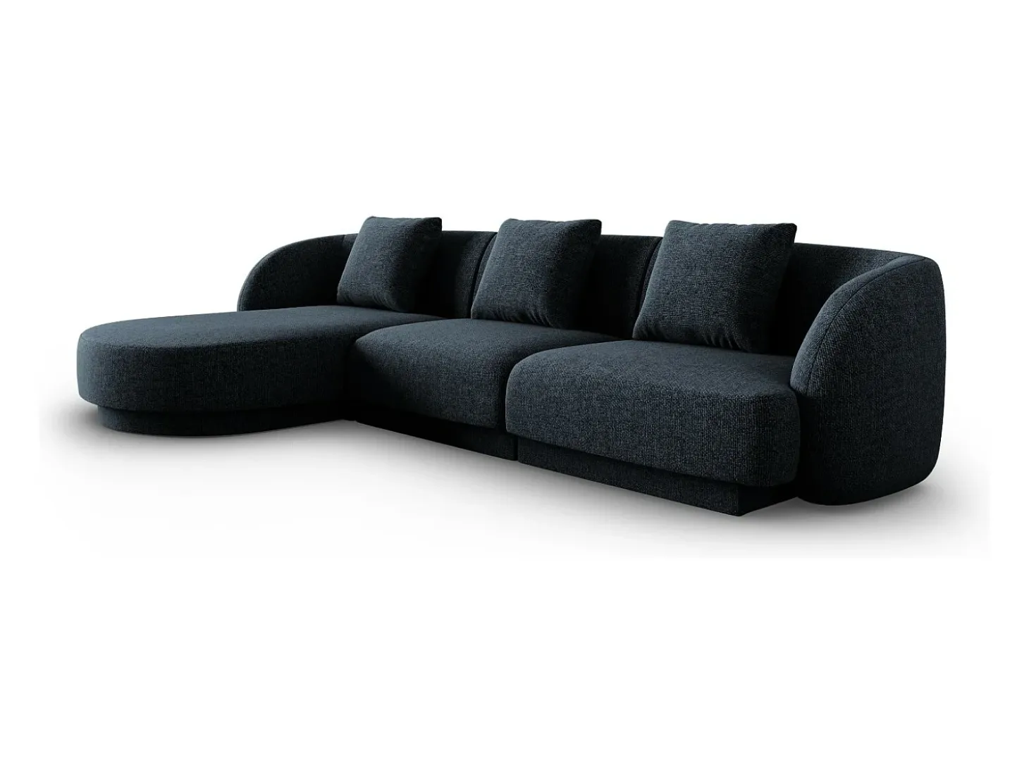 Cosmopolitan Design - Sofá de canto esquerdo "Tulum" 4 lugares em tecido chenille azul real - 255x156x70cm