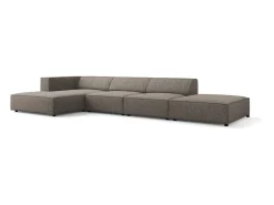 Cosmopolitan Design - Sofá de canto esquerdo "Arendal" 5 lugares em tecido chenille cinza - 341x166x70cm