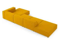 Cosmopolitan Design - Sofá de canto direito "Arendal" 5 lugares em tecido chenille com efeito canelado mostarda - 341x166x70cm