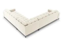 Cosmopolitan Design - Sofá de canto simétrico "Bali" 6 lugares em veludo bege claro - 256x256x75cm